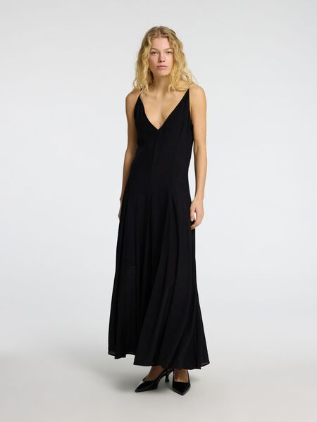 Selected VISCOSE BLEND MAXI DRESS, Black, highres - 16097003_Black_003.jpg