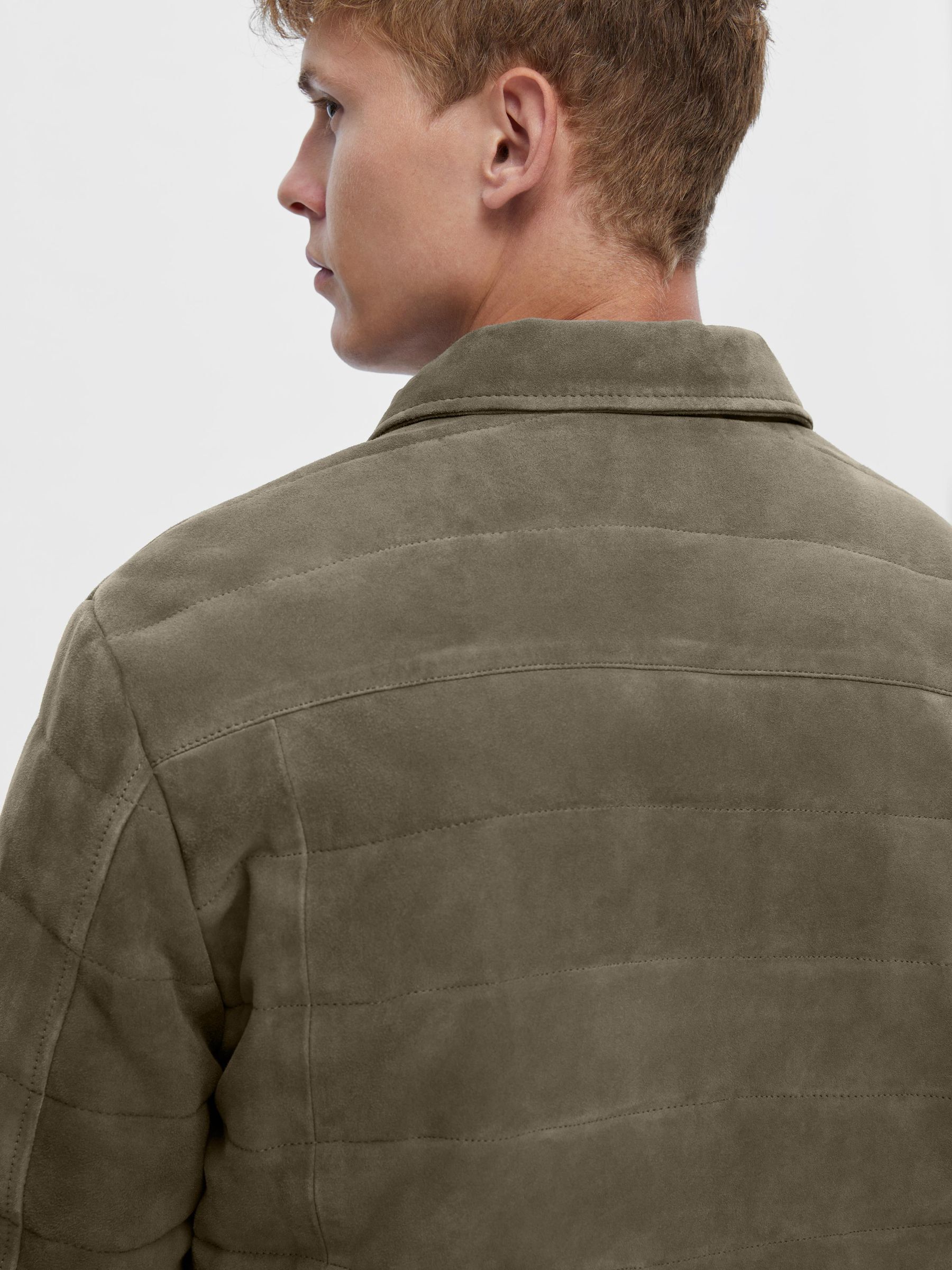 QUILTED SUEDE JACKET Green SELECTED HOMME