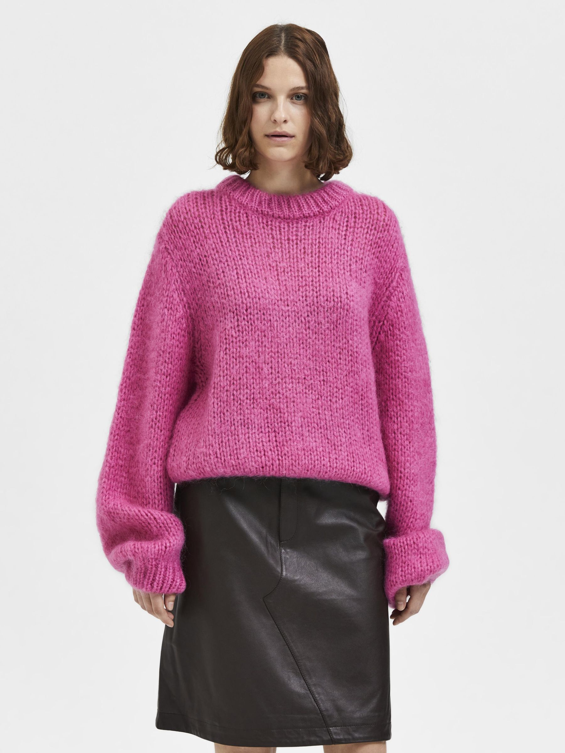 Pink MOHAIR BLEND KNITTED JUMPER 