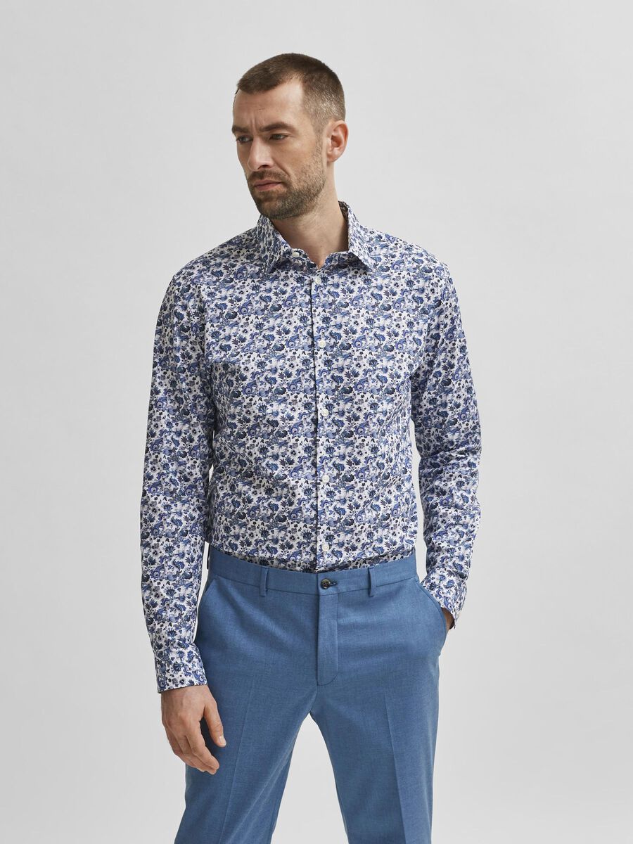 Selected COUPE AJUSTÉE EN COTON BIO CHEMISE, Dark Blue, highres - 16078996_DarkBlue_842008_003.jpg