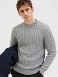 Selected CABLE KNIT KNITTED JUMPER, Medium Grey Melange, highres - 16087876_MediumGreyMelange_008.jpg