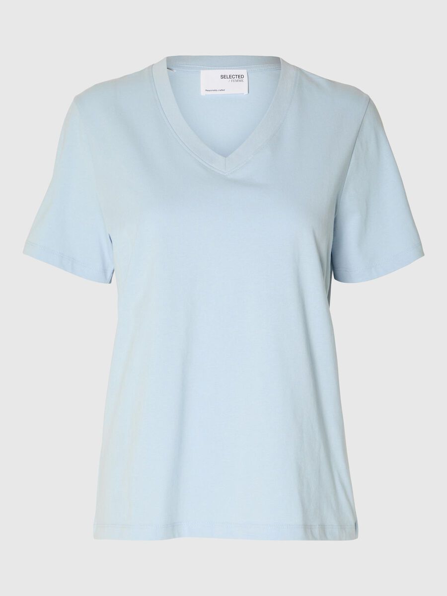 Selected KLASSISCHES V-NECK T-SHIRT, Cashmere Blue, highres - 16087922_CashmereBlue_001.jpg