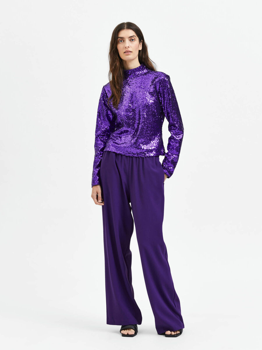 Selected GEWEVEN WIDE LEG BROEK, Acai, highres - 16080551_Acai_005.jpg