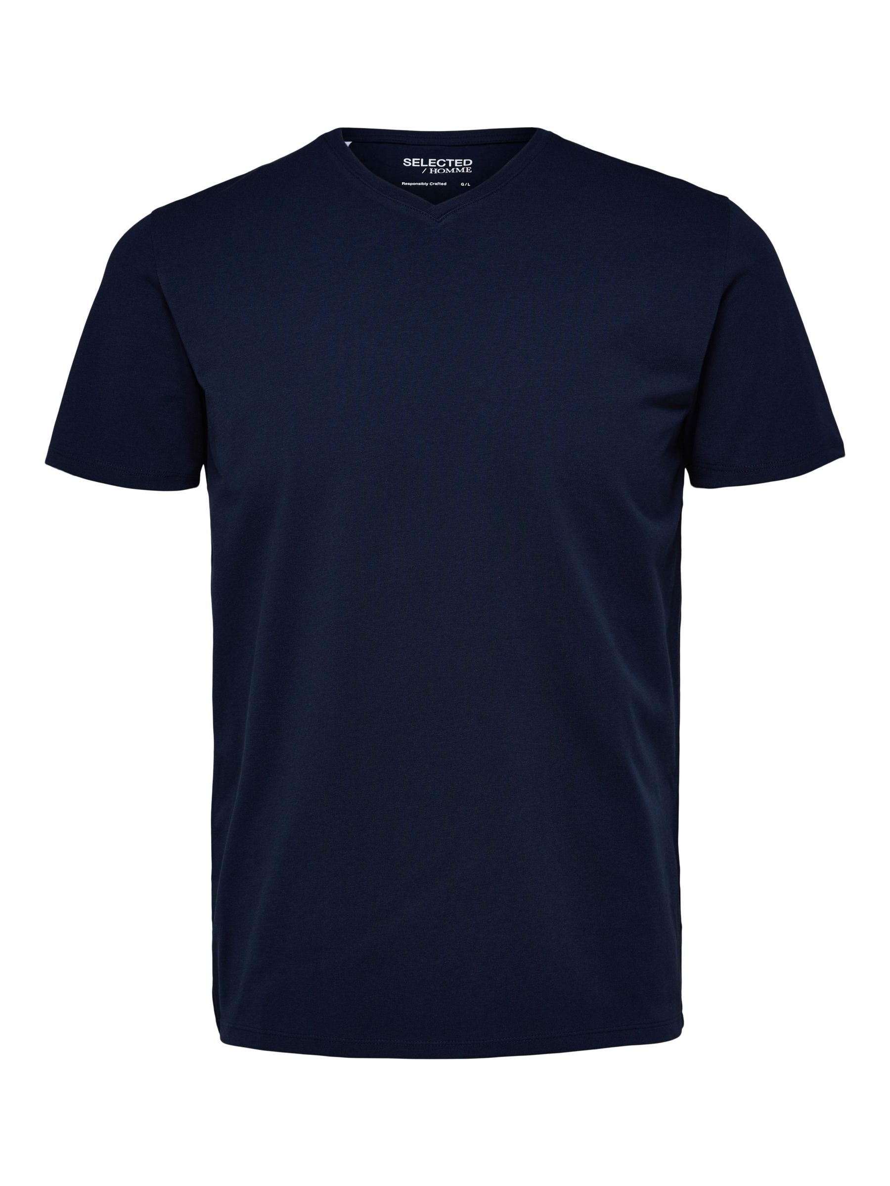 V NECK T SHIRT Blue SELECTED HOMME