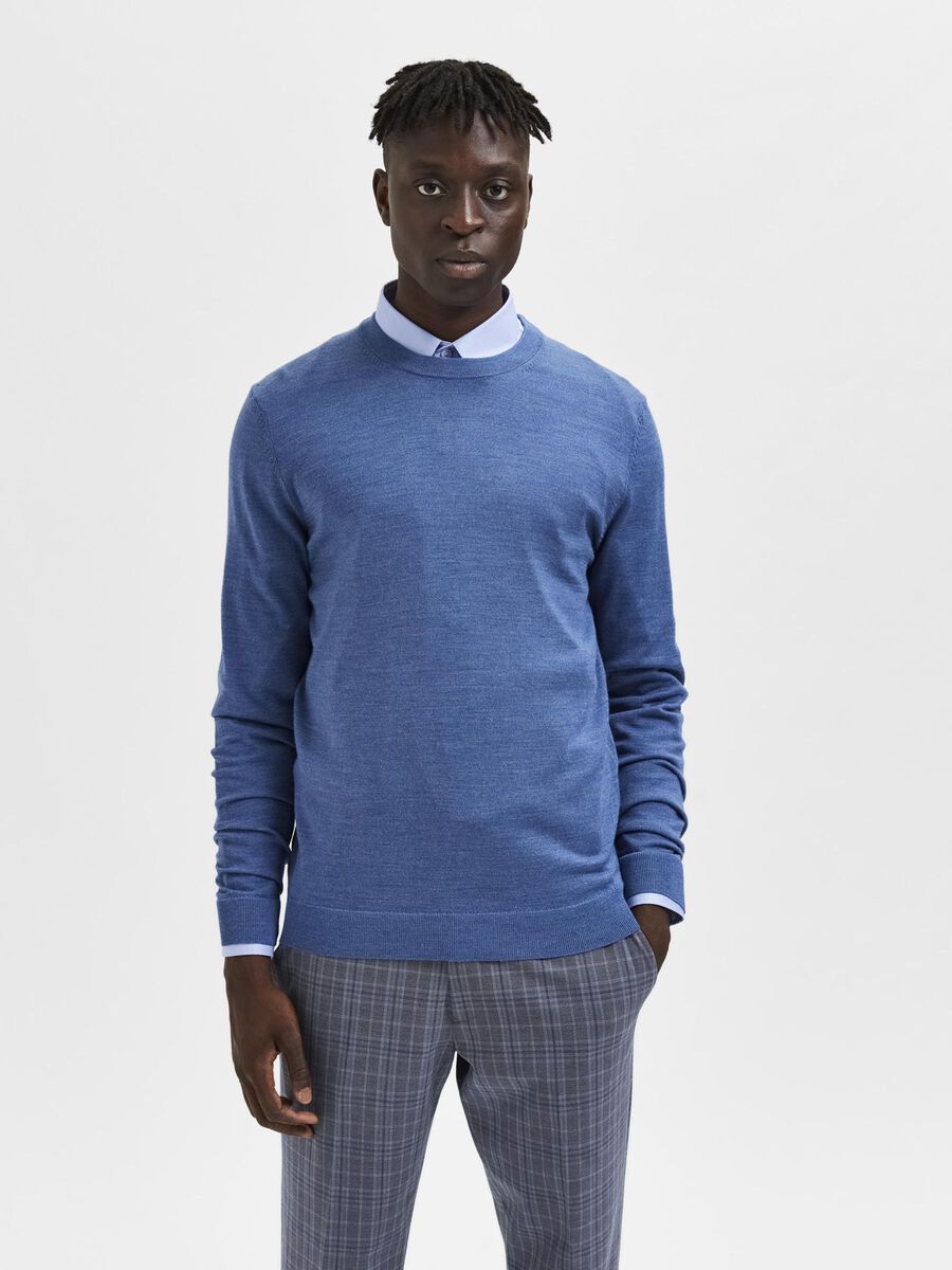 Selected LANGE MOUWEN SWEATER, True Navy, highres - 16079772_TrueNavy_853571_003.jpg