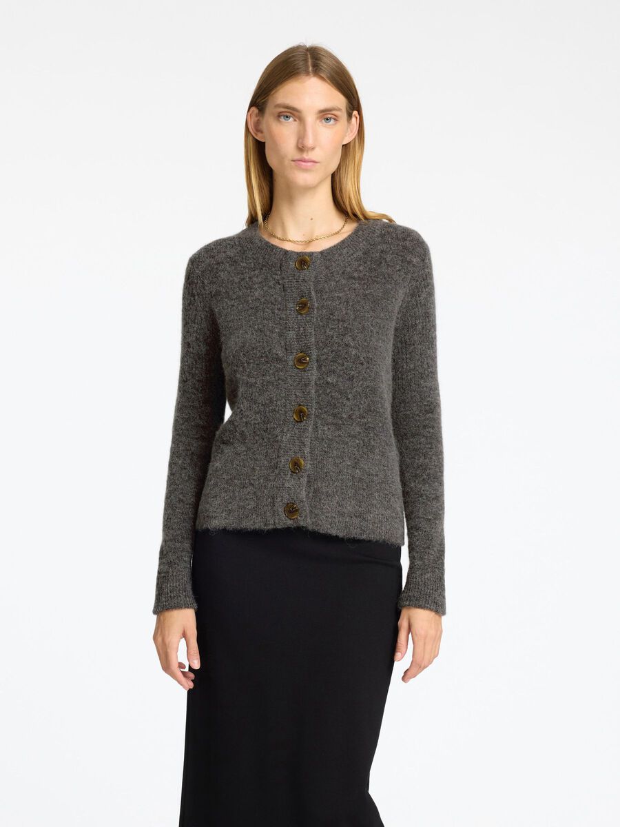 Selected EN MAILLE DE LAINE MÉLANGÉE CARDIGAN, Medium Grey Melange, highres - 16094281_MediumGreyMelange_003.jpg