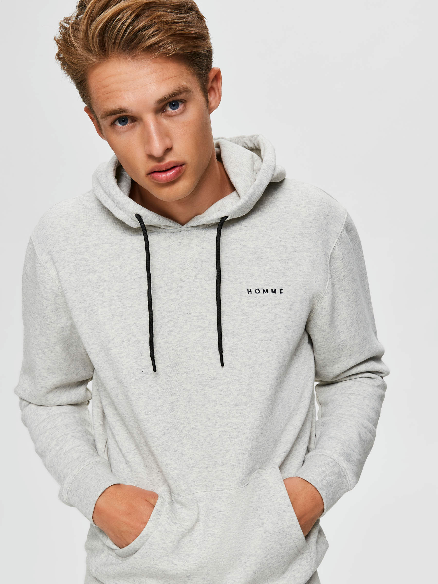 STATEMENT HOODIE Grey SELECTED HOMME