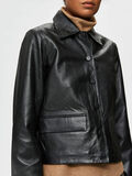 Selected CROPPED - LEATHER JACKET, Black, highres - 16075236_Black_006.jpg