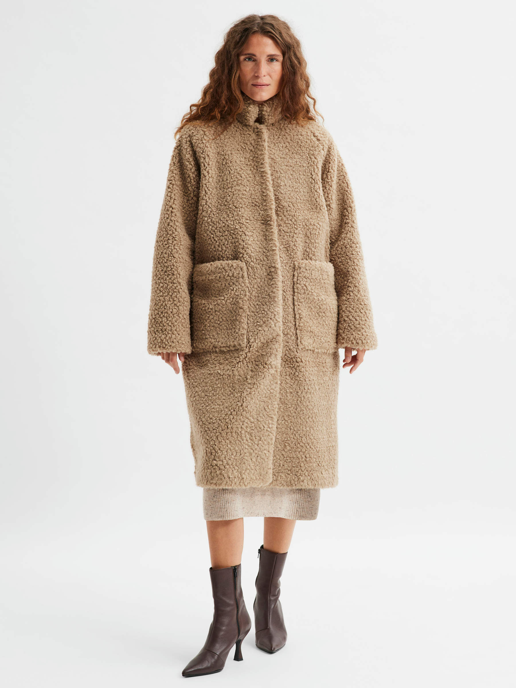 Long teddy coat | Selected