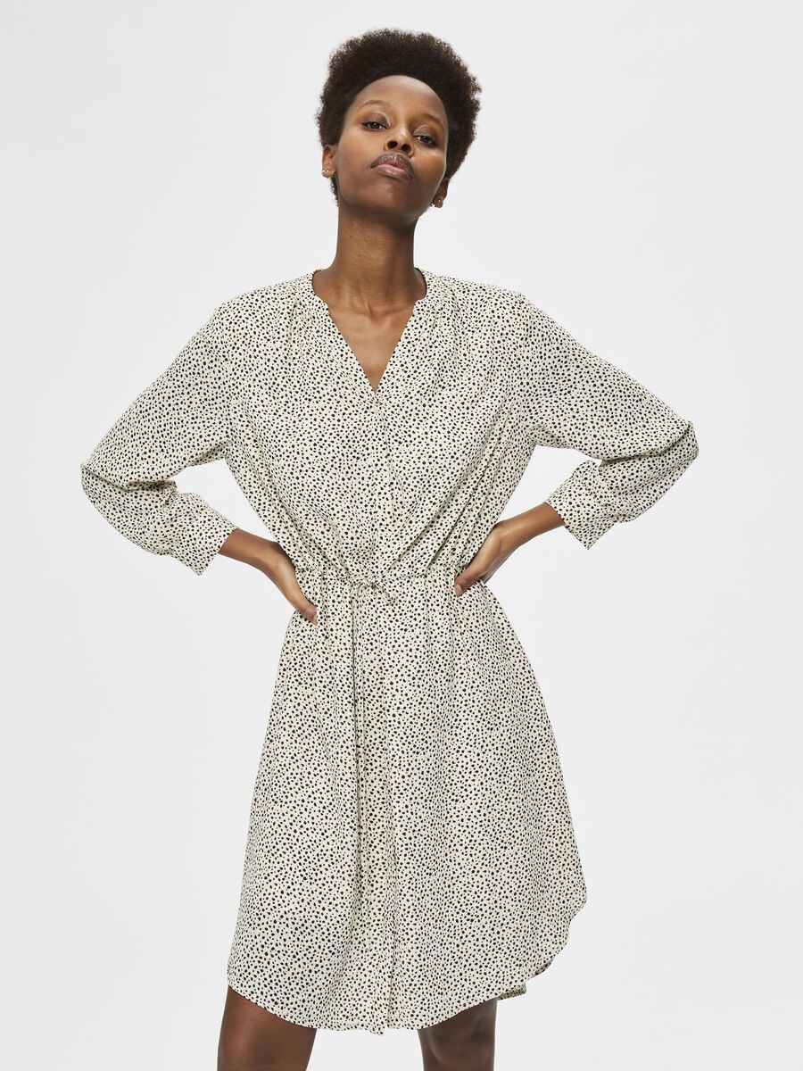 Selected PRINTED - LONG SLEEVED DRESS, Sandshell, highres - 16059977_Sandshell_815459_003.jpg