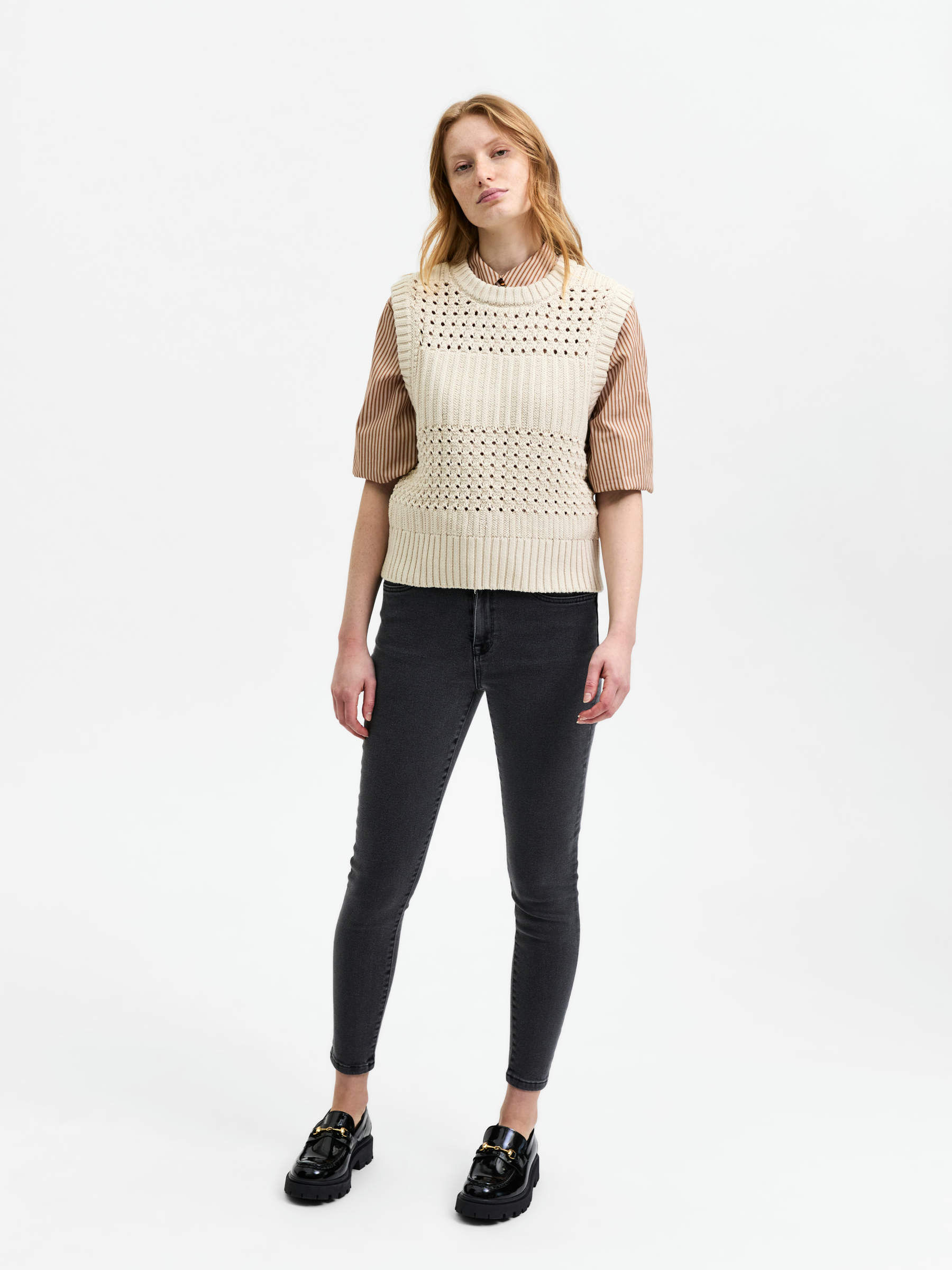 Beige CHUNKY KNITTED VEST | Selected®