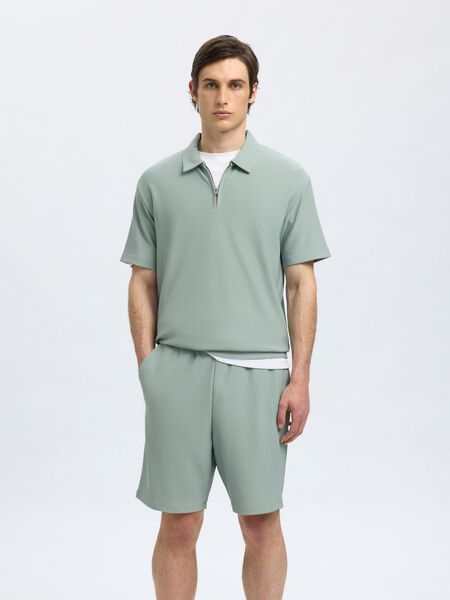 Selected HALF ZIP PLISSE POLO SHIRT, Iceberg Green, highres - 16094291_IcebergGreen_003.jpg