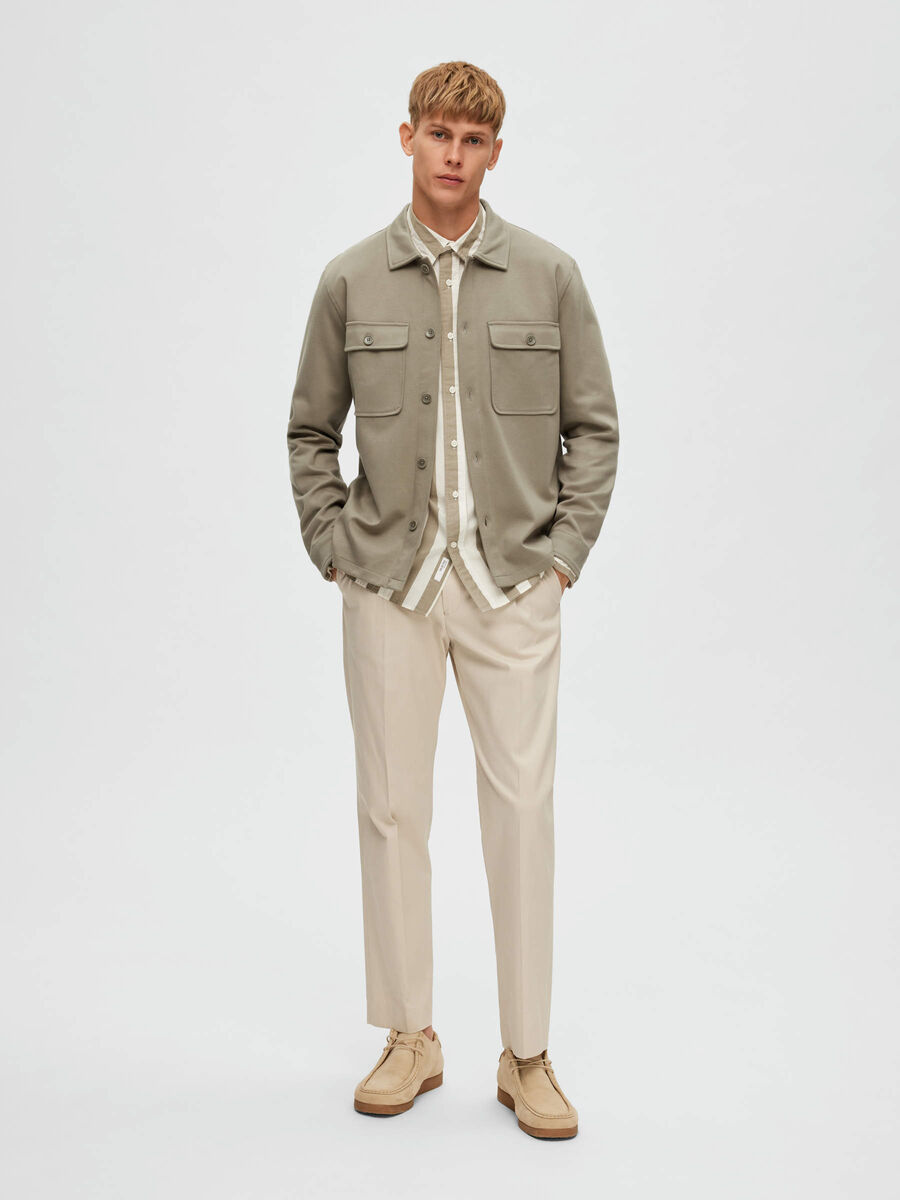 Selected LONG SLEEVED OVERSHIRT, Vetiver, highres - 16088535_Vetiver_005.jpg