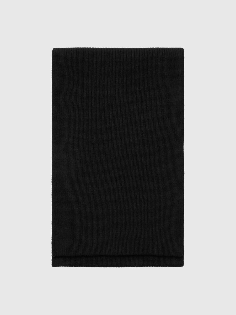 Selected 100% MERINO WOOL SCARF, Black, highres - 16094980_Black_001.jpg