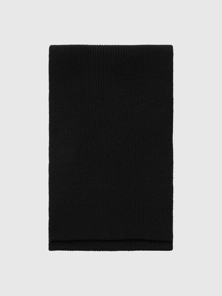 Selected 100% MERINO WOOL SCARF, Black, highres - 16094980_Black_001.jpg