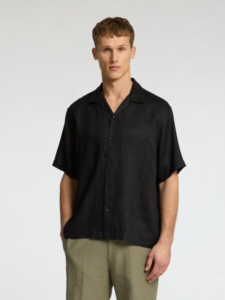 Selected CAMICIA A MANICHE CORTE, Black, highres - 16096908_Black_003.jpg