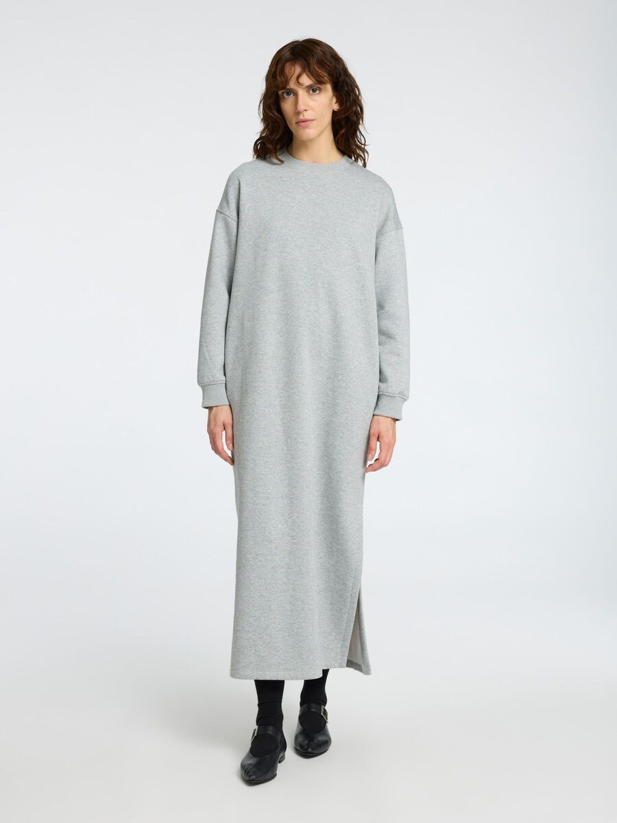 Selected LONG SWEATSHIRT DRESS, Light Grey Melange, highres - 16095786_LightGreyMelange_003.jpg
