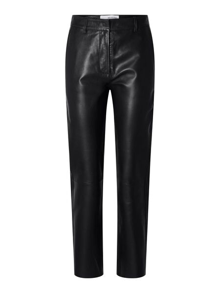 Selected TAPERED LEATHER TROUSERS, Black, highres - 16086175_Black_001.jpg