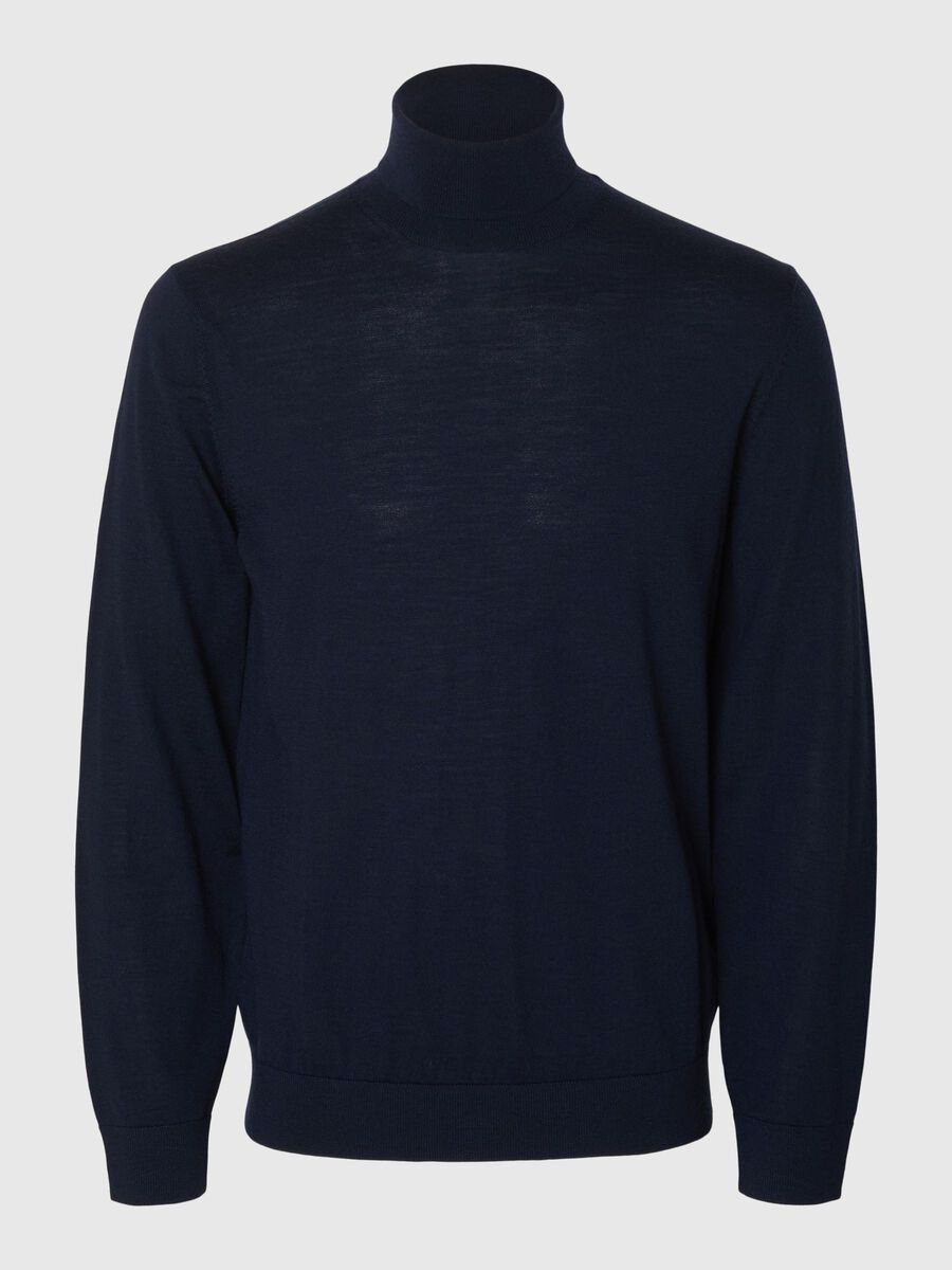 Selected 100% MERINOWOLL ROLLKRAGENPULLOVER, Navy Blazer, highres - 16094653_NavyBlazer_001.jpg