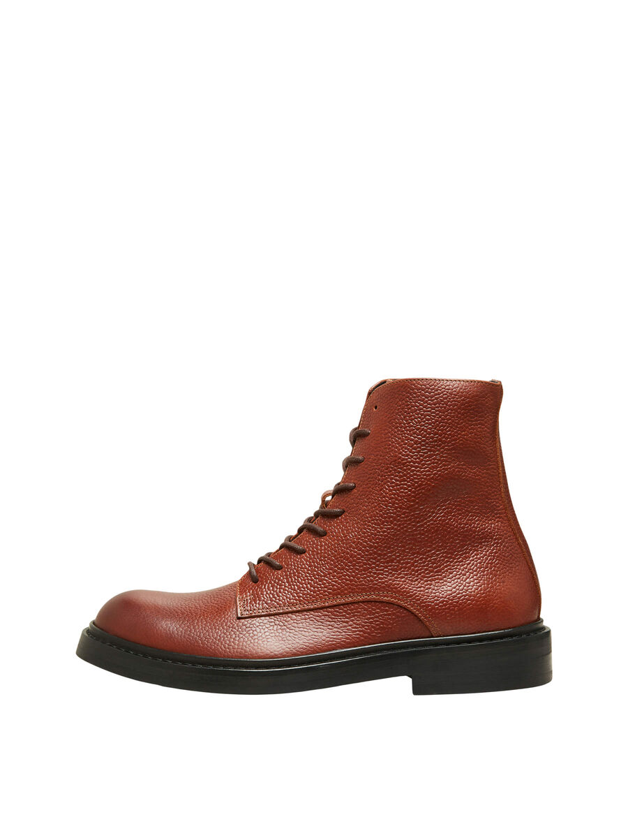 Selected AVEC LACETS BOTTES EN CUIR, Chestnut, highres - 16081328_Chestnut_001.jpg