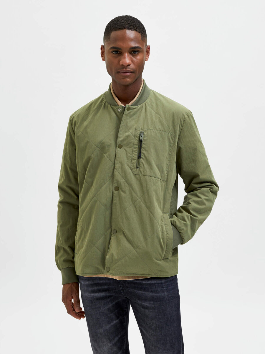 Selected MATELASSÉ VESTE BOMBER, Olivine, highres - 16083527_Olivine_003.jpg