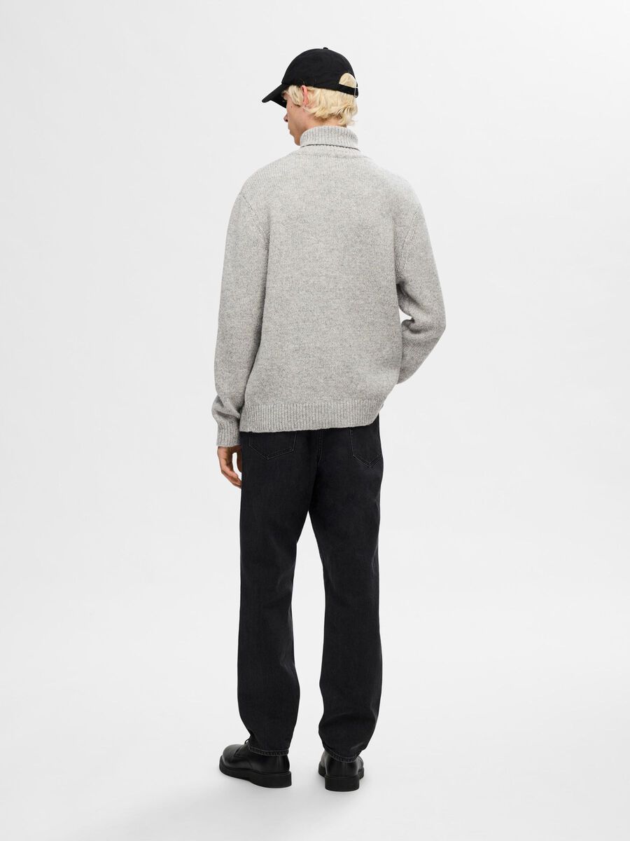 Selected WOOL BLEND ROLL NECK PULLOVER, Light Grey Melange, highres - 16094649_LightGreyMelange_004.jpg