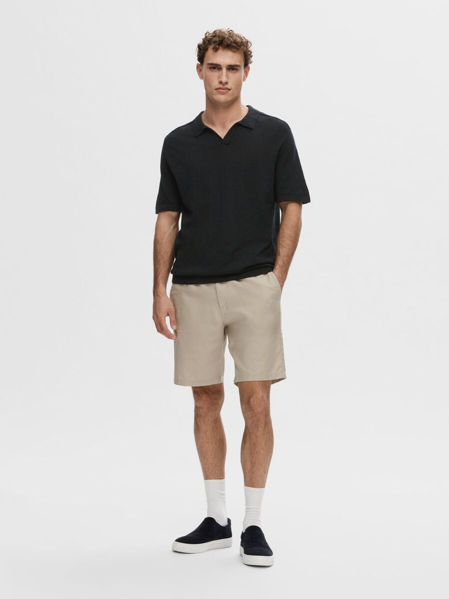 Selected SHORT-SLEEVED KNITTED POLO SHIRT, Black, highres - 16092653_Black_005.jpg