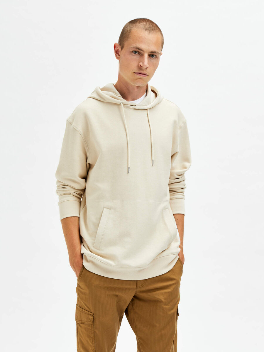 Selected GEBREIDE HOODIE, Oatmeal, highres - 16082813_Oatmeal_003.jpg