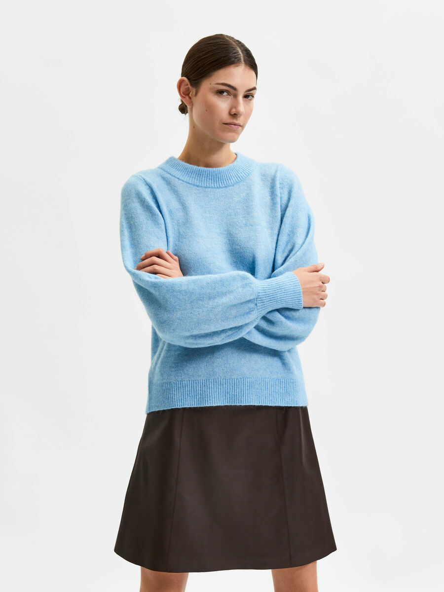 Selected BALLOON SLEEVED KNITTED JUMPER, Alaskan Blue, highres - 16081528_AlaskanBlue_003.jpg