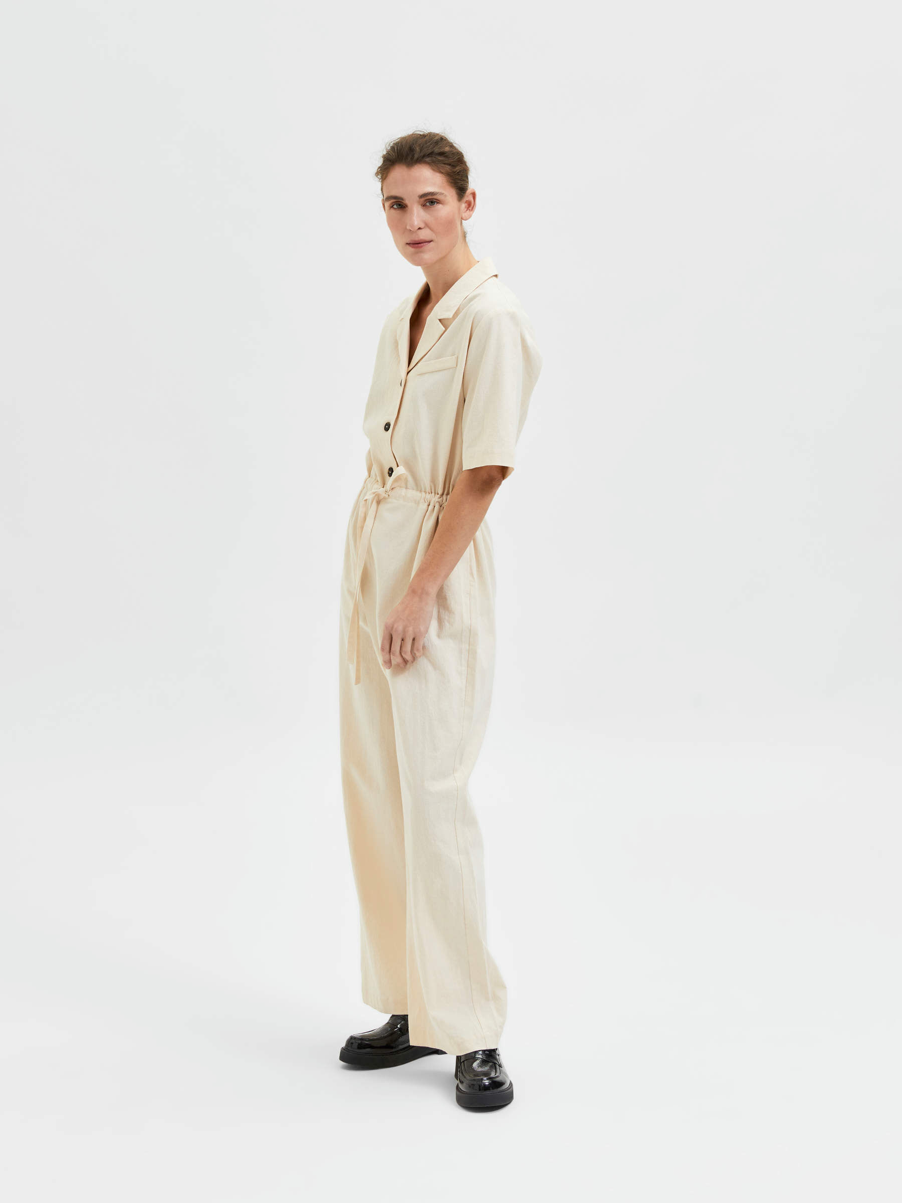 Beige LINEN JUMPSUIT | Selected®