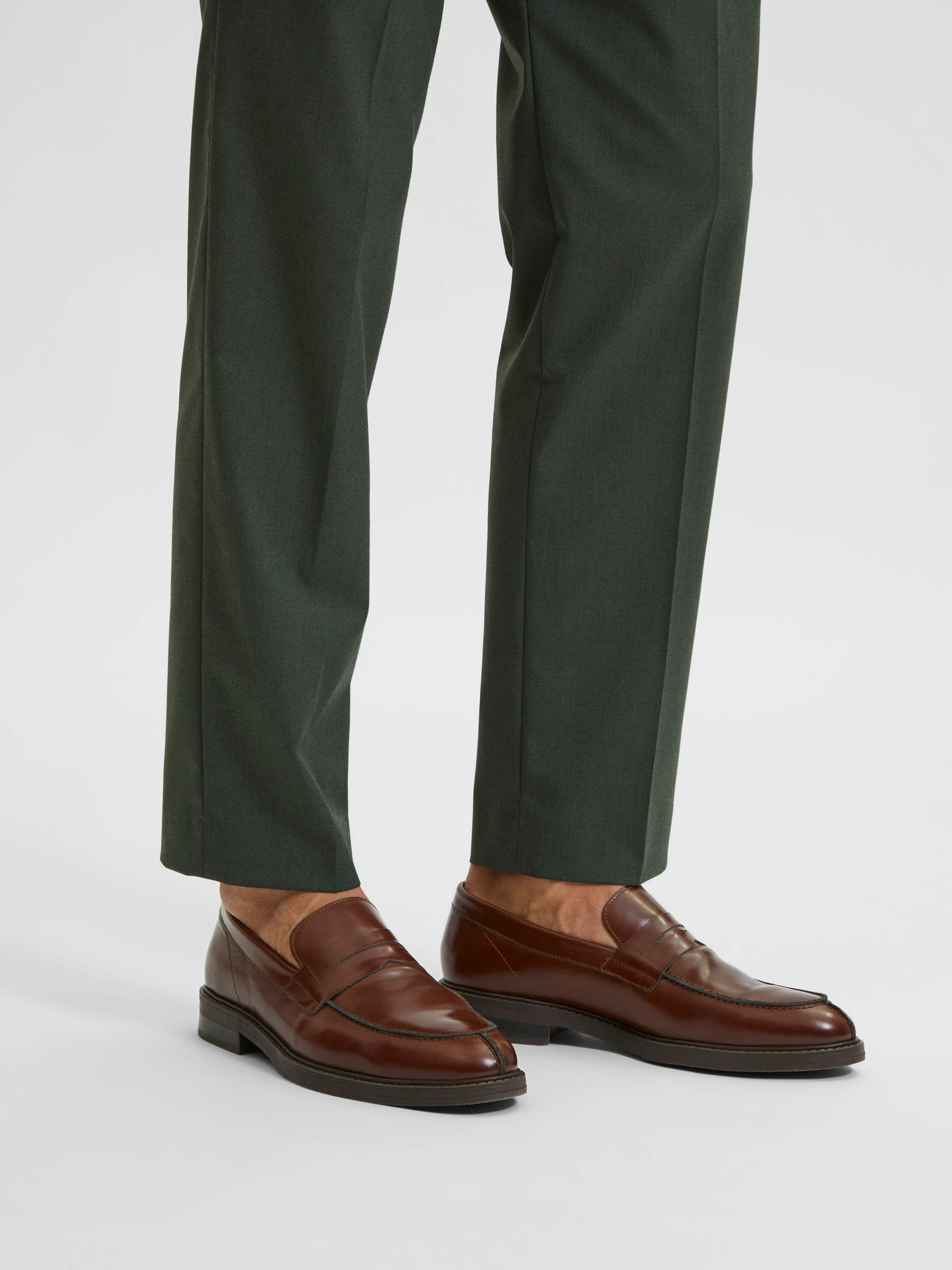 LEER INSTAPPERS Bruin SELECTED HOMME