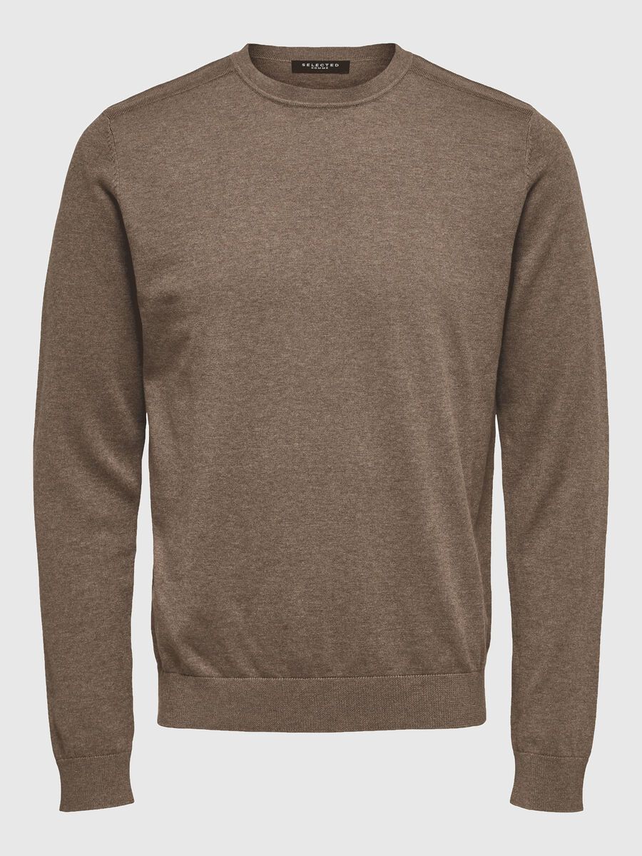 Selected LONG-SLEEVED KNITTED JUMPER, Teak, highres - 16074682_Teak_778122_001.jpg