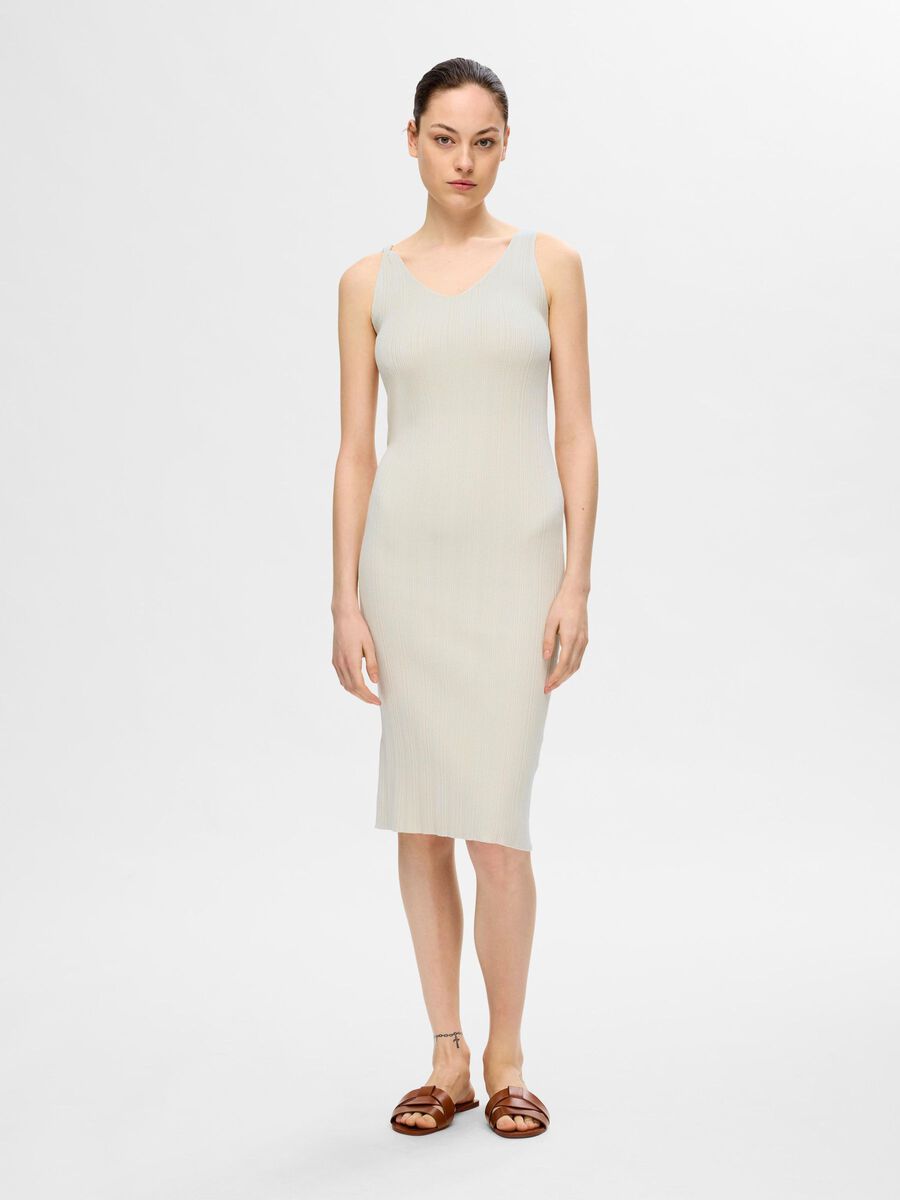 Selected KNITTED MIDI DRESS, Birch, highres - 16089696_Birch_005.jpg