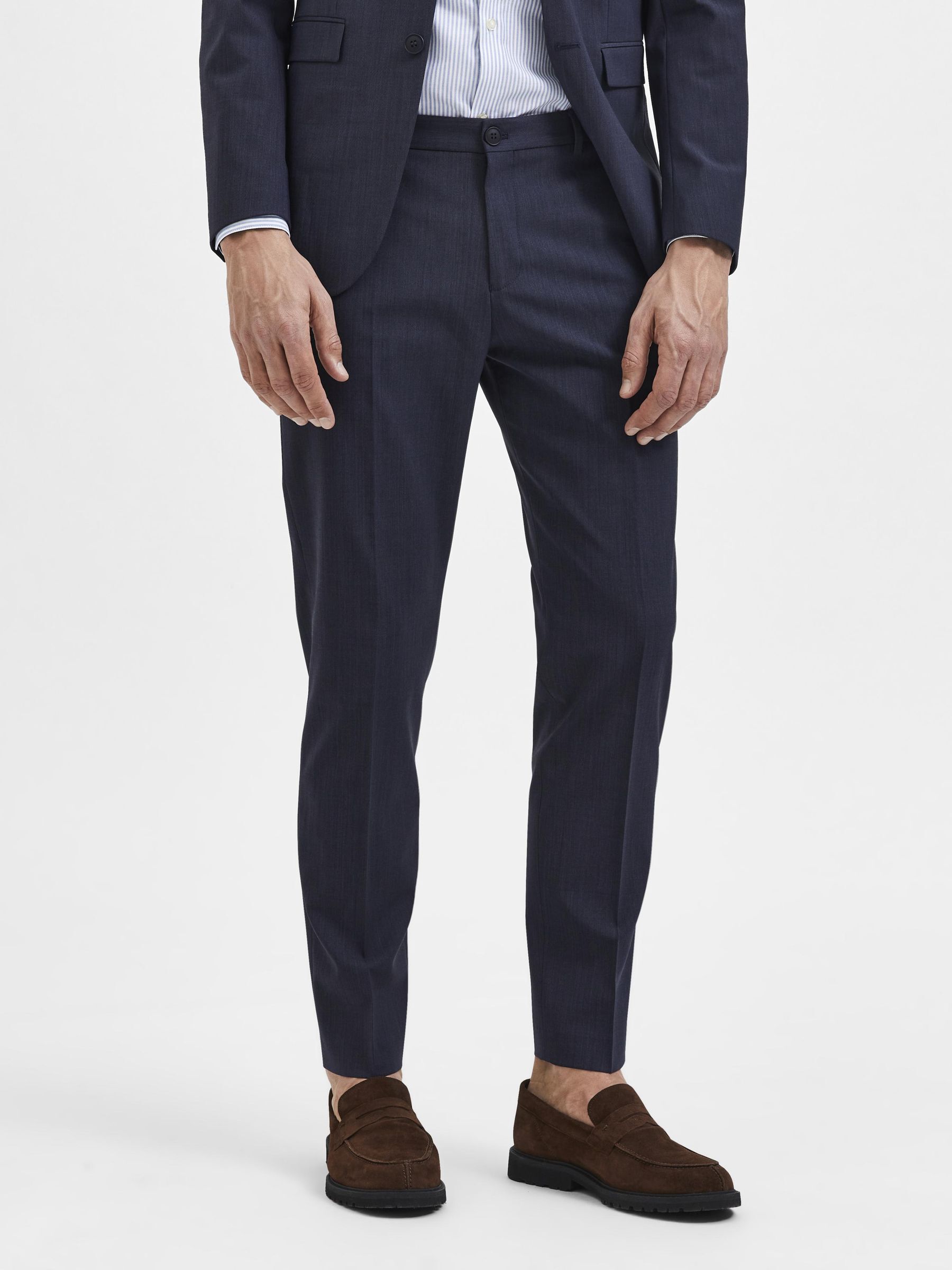 Buy Men Navy Solid Slim Fit Formal Trousers Online  610375  Peter England