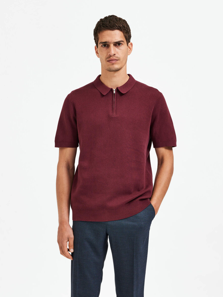 Selected KNITTED POLO SHIRT, Tawny Port, highres - 16085288_TawnyPort_003.jpg