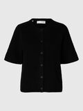 Selected WOOL BLEND SHORT SLEEVED CARDIGAN, Black, highres - 16096194_Black_001.jpg