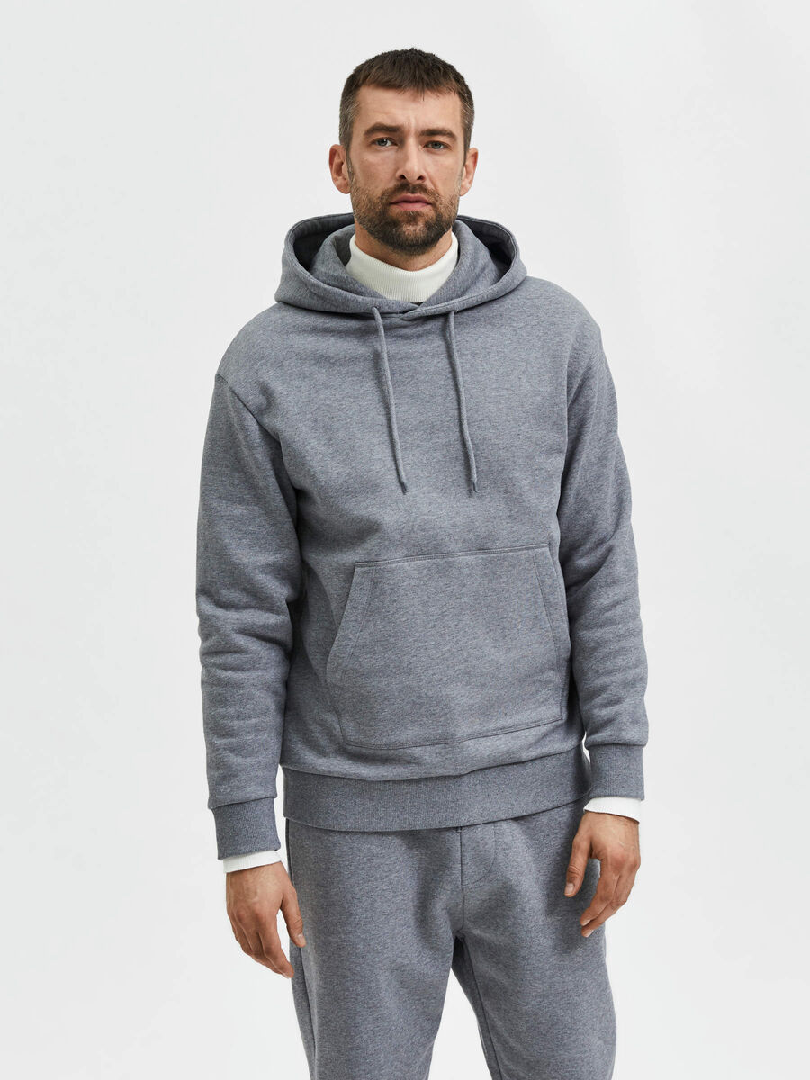 Selected DÉCONTRACTÉ SWEAT À CAPUCHE, Medium Grey Melange, highres - 16085286_MediumGreyMelange_003.jpg