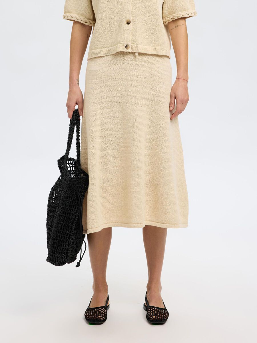 Selected COTTON BLEND KNITTED SKIRT, Birch, highres - 16097490_Birch_003.jpg