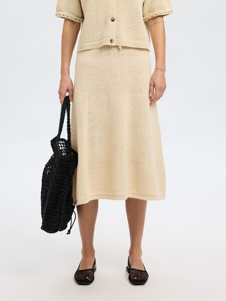 Selected COTTON BLEND KNITTED SKIRT, Birch, highres - 16097490_Birch_003.jpg