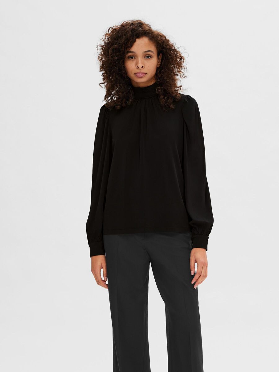 Selected VISCOSE BLEND BLOUSE, Black, highres - 16091771_Black_003.jpg