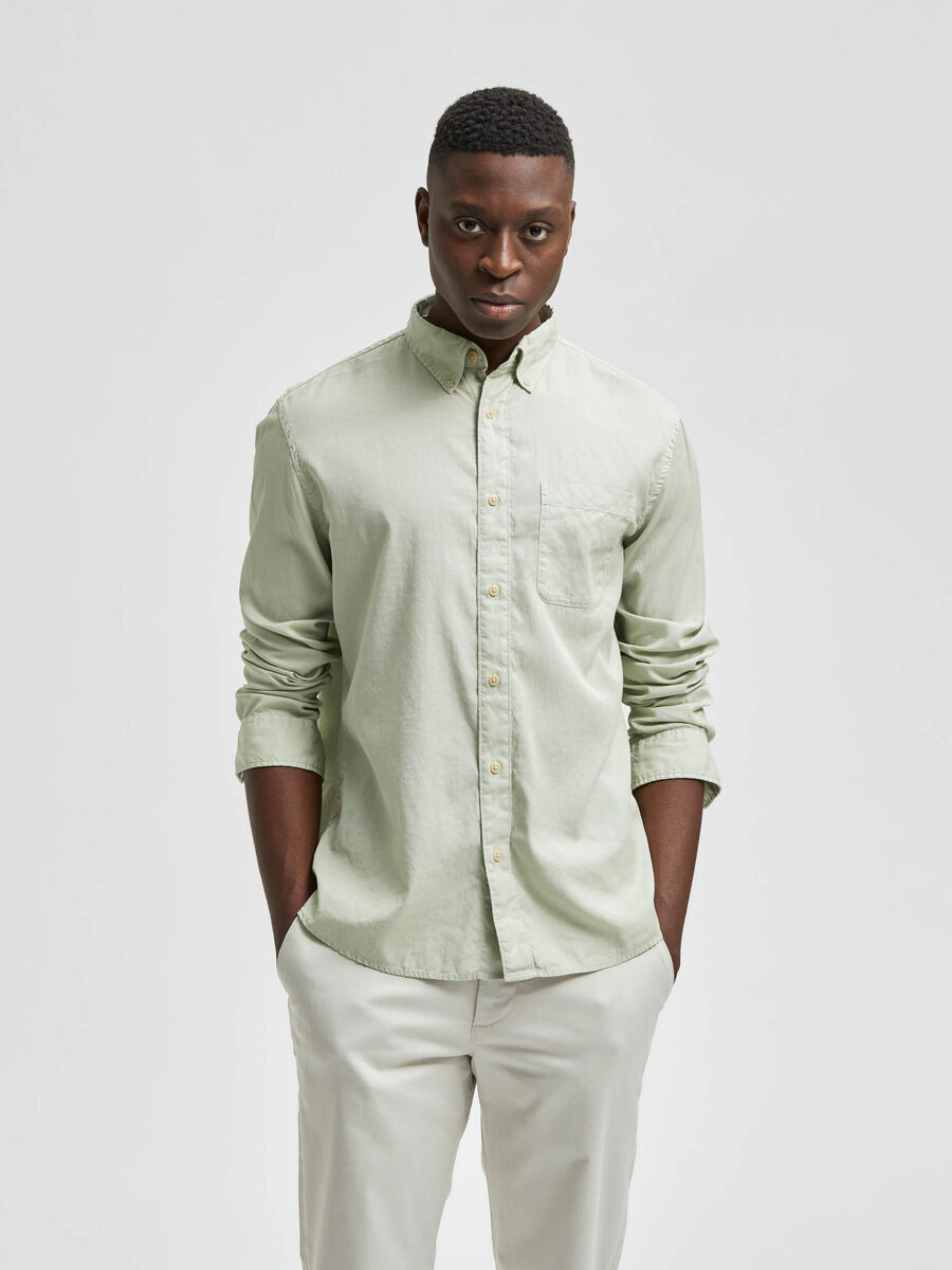 genetisk Slået lastbil rygrad REGULAR FIT TENCEL™ LYOCELL SKJORTE | Grøn | SELECTED HOMME®