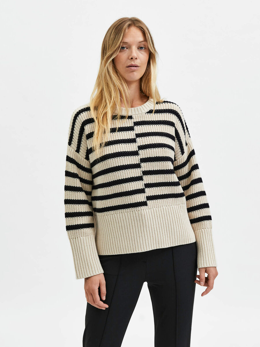 Selected STRIPED KNITTED PULLOVER, Sandshell, highres - 16084358_Sandshell_1001826_003.jpg