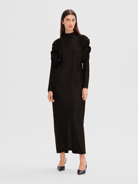 Selected SATIN ROBE LONGUE, Black, highres - 16092841_Black_003.jpg