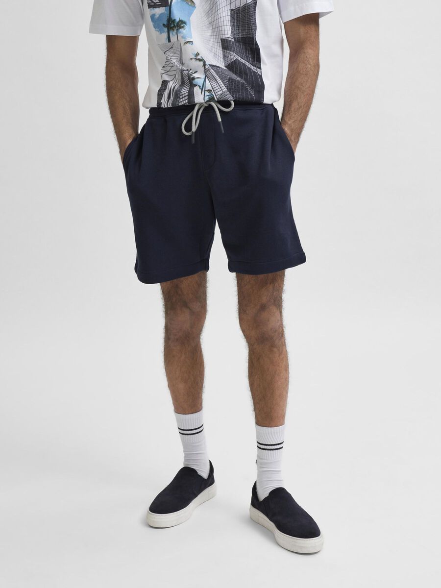 Selected CONTRAST STRINGS SWEAT SHORTS, Navy Blazer, highres - 16079817_NavyBlazer_003.jpg