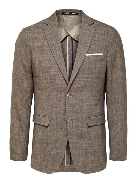 Selected SLIM FIT SINGLE-BREASTED BLAZER, Dark Sand Melange, highres - 16087870_DarkSandMelange_001.jpg