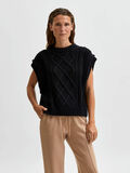 Selected CAP SLEEVED KNITTED VEST, Black, highres - 16081074_Black_003.jpg