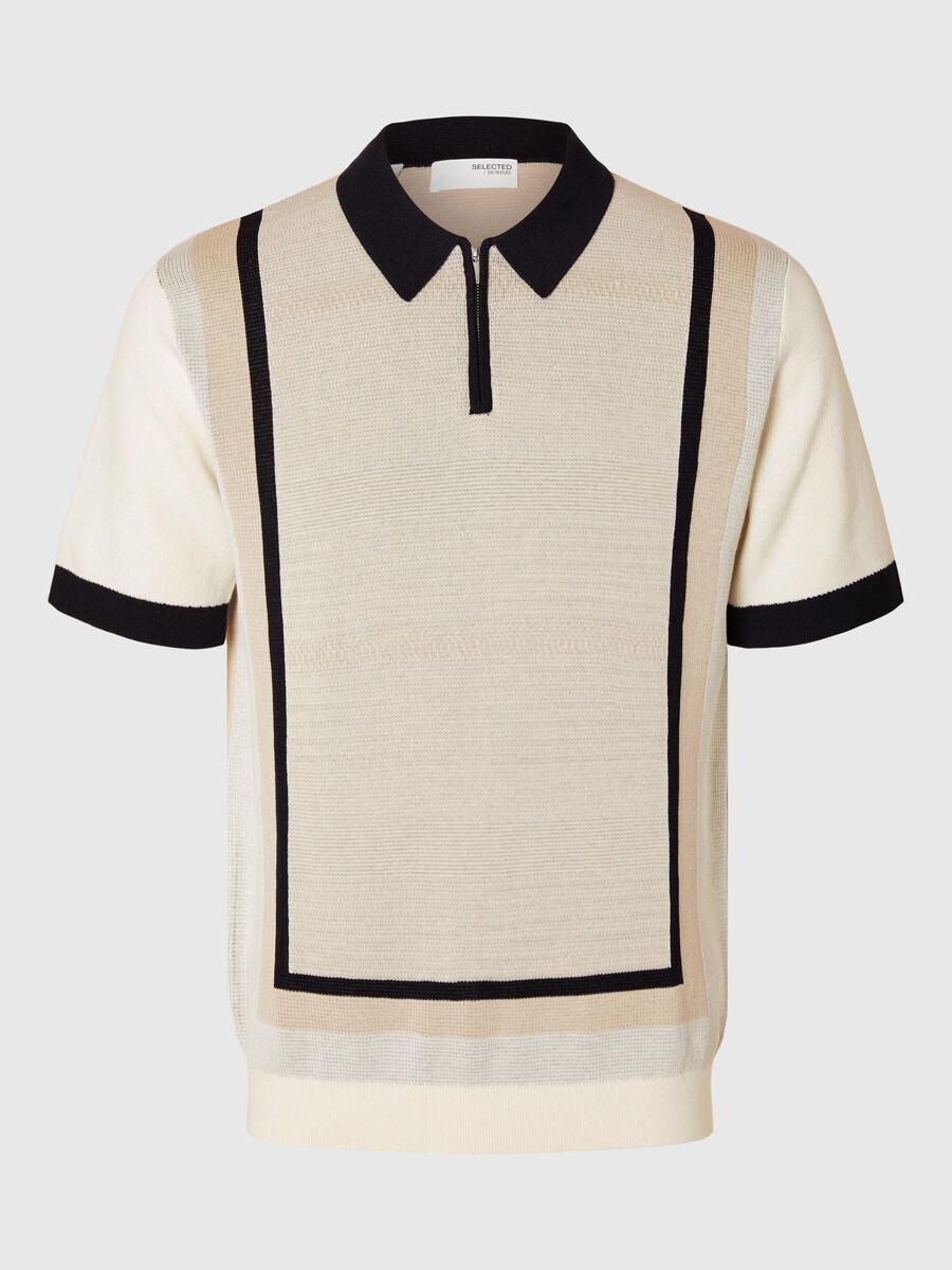 Selected KNITTED POLO SHIRT, Egret, highres - 16093387_Egret_1112970_001.jpg