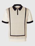 Selected KNITTED POLO SHIRT, Egret, highres - 16093387_Egret_1112970_001.jpg