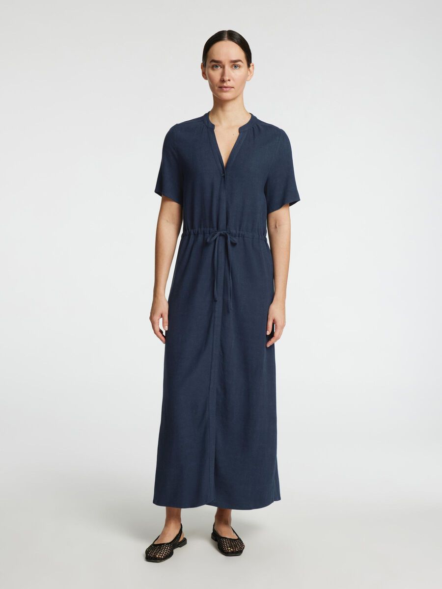 Selected SHORT SLEEVED SHIRT DRESS, Dark Sapphire, highres - 16096446_DarkSapphire_003.jpg