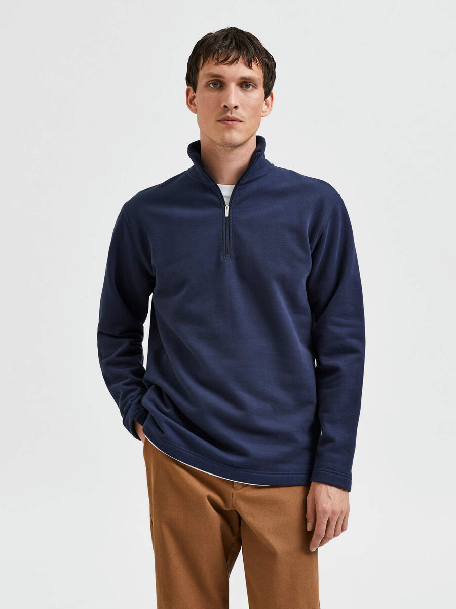 Selected ZIP-UP FLEECE PULLOVER, Sky Captain, highres - 16086359_SkyCaptain_003.jpg